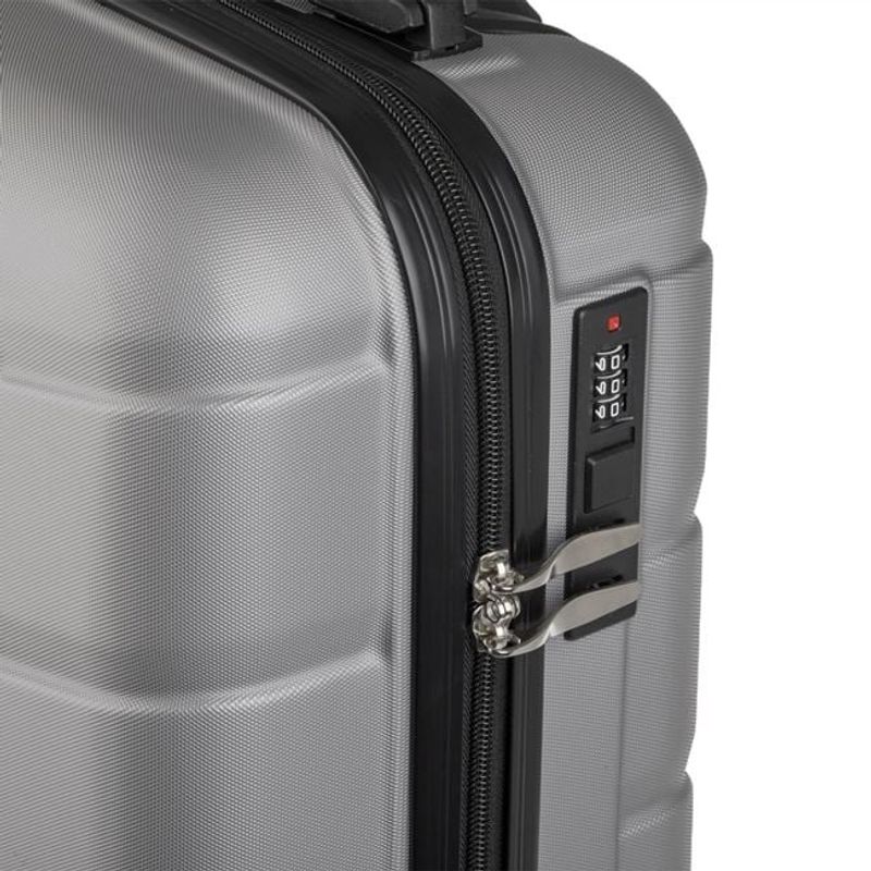 Sport si Outdoor - Articole de voiaj - Trolere - Valiza tip Troler, gri Metalizat, cu Dungi Reliefate, 33L - Infinity.ro