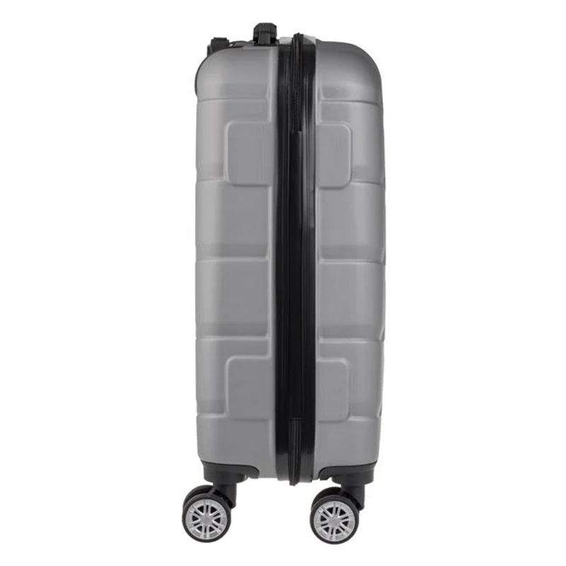 Sport si Outdoor - Articole de voiaj - Genti voiaj - Valiza Tip Troler, Gri Metalizat, cu Dungi Reliefate, 87L - Infinity.ro