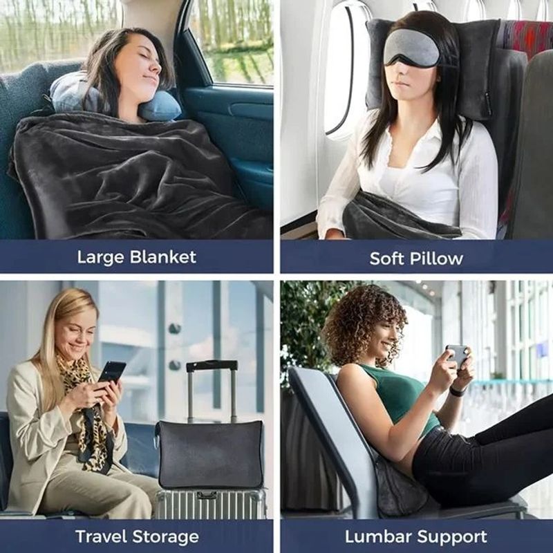 Sport si Outdoor - Articole de voiaj - Accesorii articole de voiaj - Perna Patura de Calatorie, cu Maner, 100x150cm - Infinity.ro