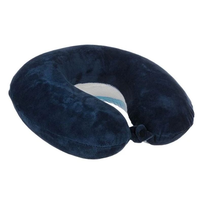 Sport si Outdoor - Articole de voiaj - Accesorii articole de voiaj - Perna de Calatorie Anatomica, cu Memory Foam si Cooling Gel, Albastra, 27cm - Infinity.ro