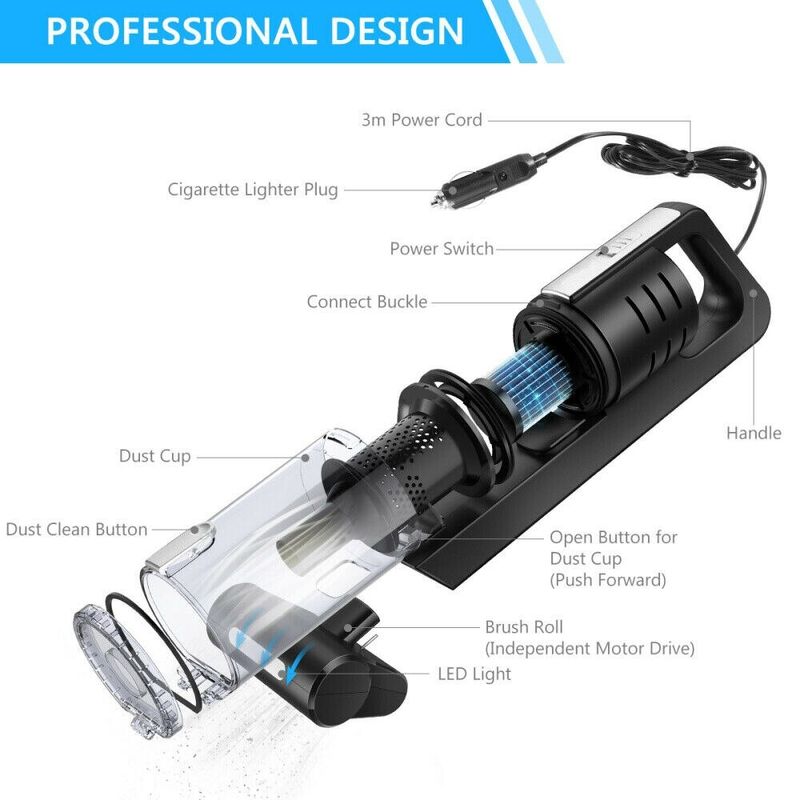 Auto si Moto - Intretinere auto - Aspiratoare auto - Aspirator Masina/Auto, 100W Turbo, Lumina LED, Accesorii incluse, Premium - Infinity.ro