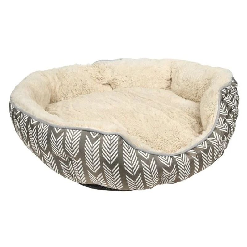 Petshop - Accesorii petshop - Culcusuri si custi - Culcusuri si saltele - Pat pentru caini, din imitatie de blana, dreptunghiular, dimensiuni 57x52x14cm, gri-bej - Infinity.ro