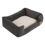 Petshop - Accesorii petshop - Culcusuri si custi - Culcusuri si saltele - Pat pentru caini, cu imitatie de blana, dreptunghiular, dimensiuni 61x49x18cm, bej-negru - Infinity.ro