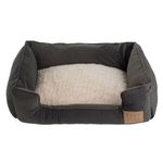 Petshop - Accesorii petshop - Culcusuri si custi - Culcusuri si saltele - Pat pentru caini, cu imitatie de blana, dreptunghiular, dimensiuni 61x49x18cm, bej-negru - Infinity.ro