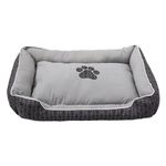 Petshop - Accesorii petshop - Culcusuri si custi - Culcusuri si saltele - Pat pentru caini, dreptunghiular, model labuta, dimensiuni 110x80x25cm, gri - Infinity.ro