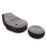 Casa si Gradina - Mobilier - Scaune si fotolii - Fotolii - Set fotoliu cu suport pentru picioare, gonflabil, dimensiuni 99x130x76cm, gri - Infinity.ro