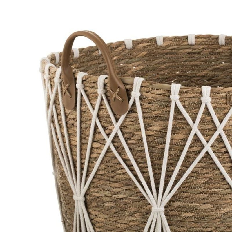 Casa si Gradina - Mobilier - Organizare si depozitare - Cutii depozitare - Cos impletit, cu siret si manere, diametru 36x35cm, bej - Infinity.ro
