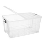 Casa si Gradina - Mobilier - Organizare si depozitare - Cutii depozitare - Cutie de depozitare, pliabila cu capac si roti, din plastic, capacitate 120L, transparent - Infinity.ro
