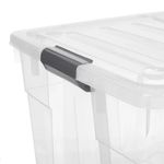 Casa si Gradina - Mobilier - Organizare si depozitare - Cutii depozitare - Cutie de depozitare, pliabila cu capac si roti, din plastic, capacitate 120L, transparent - Infinity.ro