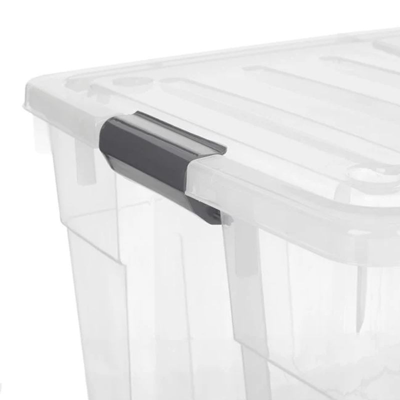 Casa si Gradina - Mobilier - Organizare si depozitare - Cutii depozitare - Cutie de depozitare, pliabila cu capac si roti, din plastic, capacitate 120L, transparent - Infinity.ro