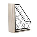 Carti si Birotica - Birotica - Accesorii de birou - Suporturi accesorii birou - Suport Metalic pentru Dosare, cu Baza din Lemn, 27.5x10x34cm, negru/natur - Infinity.ro