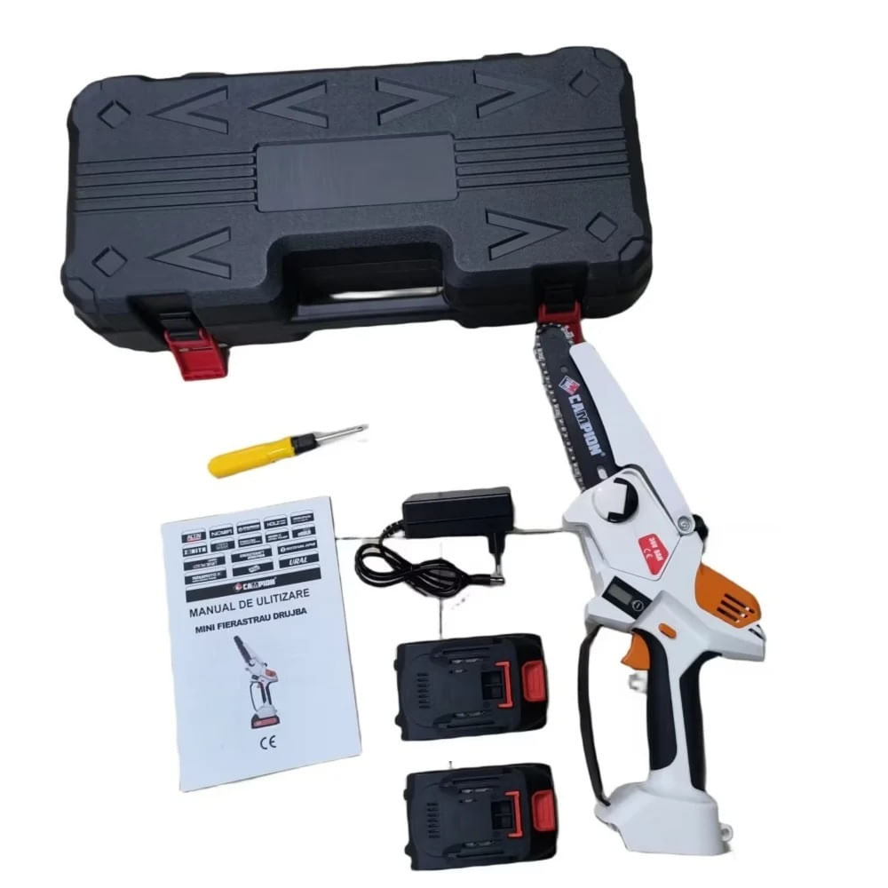 Mini ferastrau CAMPION CMP 1433 cu lant si lama de 6"inch 15cm, 2 acumulatori 36V