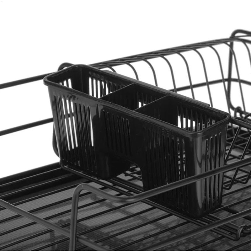 Casa si Gradina - Bucatarie si vesela - Organizare si depozitare bucatarie - Scurgator vase - Uscator pentru vase, din metal, pe doua nivele, cu tava de colectare, dimensiuni 48x33x24cm, negru - Infinity.ro