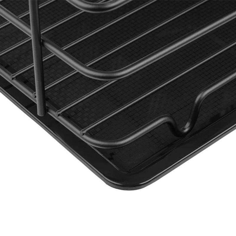 Casa si Gradina - Bucatarie si vesela - Organizare si depozitare bucatarie - Scurgator vase - Uscator pentru vase, din metal, pe doua nivele, cu tava de colectare, dimensiuni 48x33x24cm, negru - Infinity.ro
