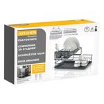 Casa si Gradina - Bucatarie si vesela - Organizare si depozitare bucatarie - Scurgator vase - Uscator pentru vase, din metal, pe doua nivele, cu tava de colectare, dimensiuni 48x33x24cm, negru - Infinity.ro