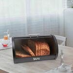 Casa si Gradina - Bucatarie si vesela - Organizare si depozitare bucatarie - Cutii alimentare - Cutie pentru paine, din metal, cu usa glisanta, dimensiuni 38x28x18.5cm, negru - Infinity.ro