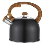 Casa si Gradina - Bucatarie si vesela - Vase pentru gatit - Ceainice si infuzoare - Ceainic din otel inoxidabil, cu maner din lemn, capac detasabil, capacitate 1.5L, negru - Infinity.ro
