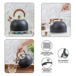 Casa si Gradina - Bucatarie si vesela - Vase pentru gatit - Ceainice si infuzoare - Ceainic din otel inoxidabil, cu maner din lemn, capac detasabil, capacitate 1.5L, negru - Infinity.ro