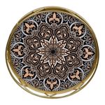Casa si Gradina - Decoratiuni - Obiecte decorative - Vaze si boluri decorative - Tava decorativa cu inel pentru servit, metalica, cu design de tip mandala, Ø32cm, auriu/maro nude - Infinity.ro