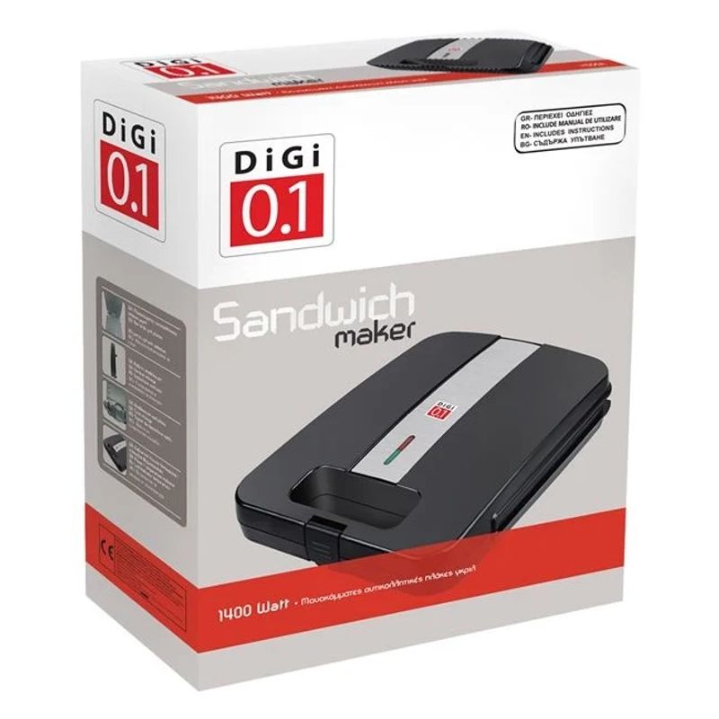 Electronice si Electrocasnice - Electrocasnice bucatarie - Preparare paine - Sandwich-maker - Aparat grill, din inox, putere 1400W, negru - Infinity.ro