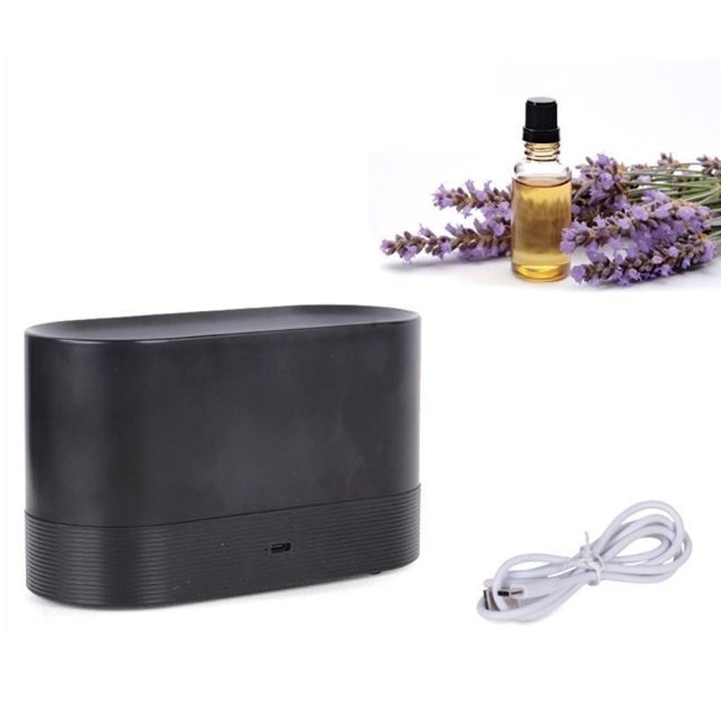 Casa si Gradina - Decoratiuni - Aromaterapie si lumanari - Difuzoare aromaterapie - Difuzor electric pentru aromaterapie si parfumare cu LED, cu efect de flacara in 8 culori, 17x7x10 cm, negru - Infinity.ro