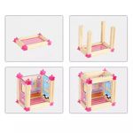 Jucarii, Copii si Bebe - Jucarii si jocuri - Papusi si accesorii - Casute de papusi si mobilier - Set de construit cu 298 piese, casuta papusi din lemn, pentru copii 3 ani+, roz-multicolor - Infinity.ro