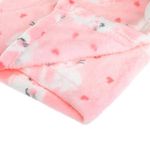Casa si Gradina - Textile si covoare - Pături și cuverturi - Paturici copii - Patura bebe pentru fete, cu jucarie de plus, dimensiuni 100x75cm, roz-alb - Infinity.ro