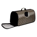 Petshop - Accesorii petshop - Culcusuri si custi - Genti si articole transport - Geanta pentru transport animale, , cu carouri, dimensiuni 48x22x26cm, negru-bej - Infinity.ro