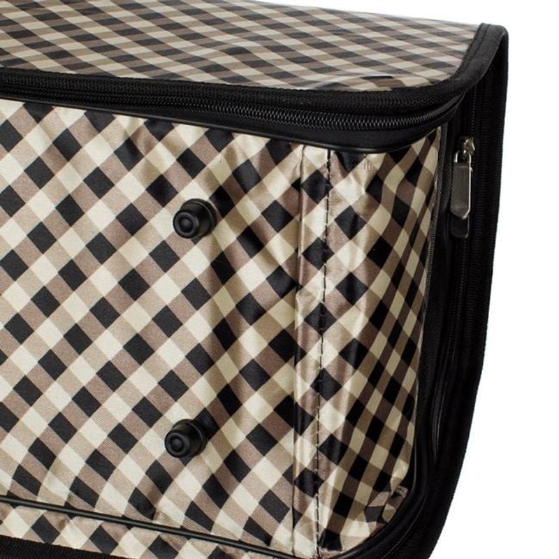 Petshop - Accesorii petshop - Culcusuri si custi - Genti si articole transport - Geanta pentru transport animale, , cu carouri, dimensiuni 48x22x26cm, negru-bej - Infinity.ro