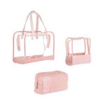 Ingrijire personala si Cosmetice - Machiaj - Portfarduri si genti cosmetice - Set 3 Portfarduri cu Model Animal Print, 3 Marimi, PVC, roz - Infinity.ro