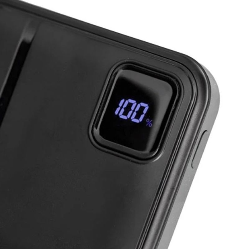 Casa si Gradina - Electrice - Accesorii electrice - Baterii, acumulatori si incarcatoare - Powerbank 22.5W, ecran LED & 2 cabluri de incarcare 7x1.3x14.5cm, negru - Infinity.ro