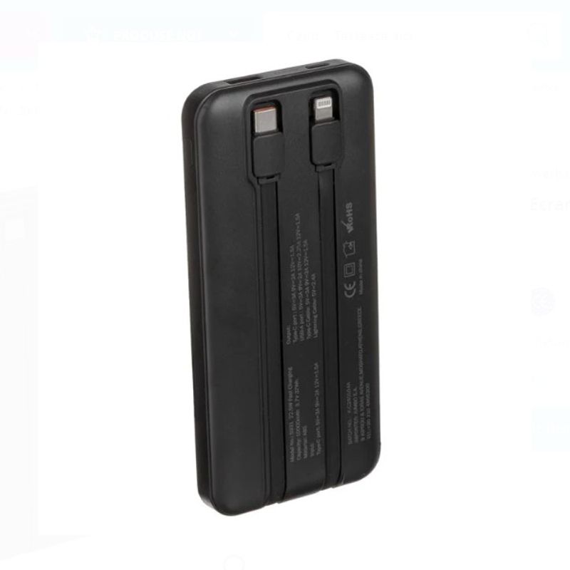 Casa si Gradina - Electrice - Accesorii electrice - Baterii, acumulatori si incarcatoare - Powerbank 22.5W, ecran LED & 2 cabluri de incarcare 7x1.3x14.5cm, negru - Infinity.ro