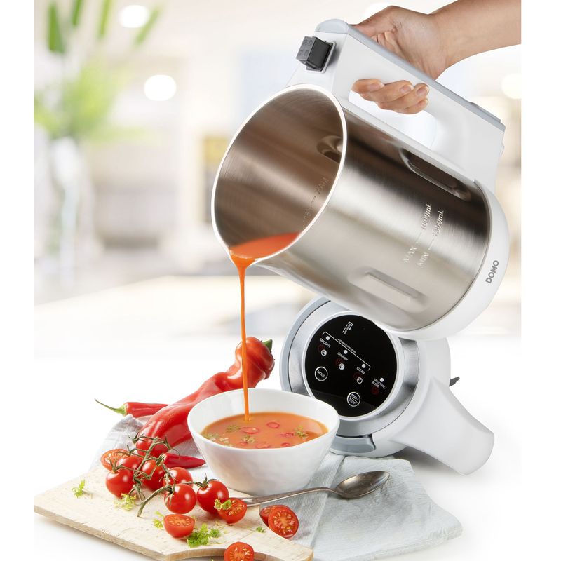 Electronice si Electrocasnice - Electrocasnice bucatarie - Mixere, tocatoare & roboti de bucatarie - Blendere si mini tocatoare - Blender cu functie de Preparat Supa Domo DO737BL, Capacitate 1.6 Litri, Putere 1000 W - Infinity.ro