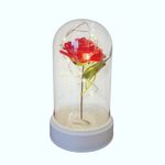 Market - Cadouri - Flori si aranjamente - Trandafir etern in cupola de sticla, cu LED, 19 x 11.5 cm, Vivo VAL6036OB - Infinity.ro