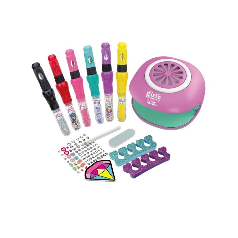 Jucarii, Copii si Bebe - Jucarii si jocuri - Jucarii de rol - Frumusete, bijuterii si accesorii fetite - Set Mini Salon de Manichiura pentru Copii 6 ani+, cu 6 Markere si Accesorii pentru o Manichiura Creativa, Multicolor - Infinity.ro