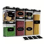 Casa si Gradina - Mobilier - Organizare si depozitare - Recipiente depozitare - Set cu 7 cutii ermetice pentru alimente, design stivuibil, plastic, capac negru, recipient transparent - Infinity.ro