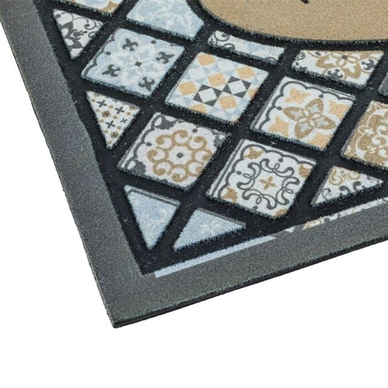 Casa si Gradina - Textile si covoare - Covoare - Covorase intrare - Covoras pentru intrare din cauciuc cu suprafata textila, model tiles cu mesajul WELCOME, 75x45 cm, gri - Infinity.ro