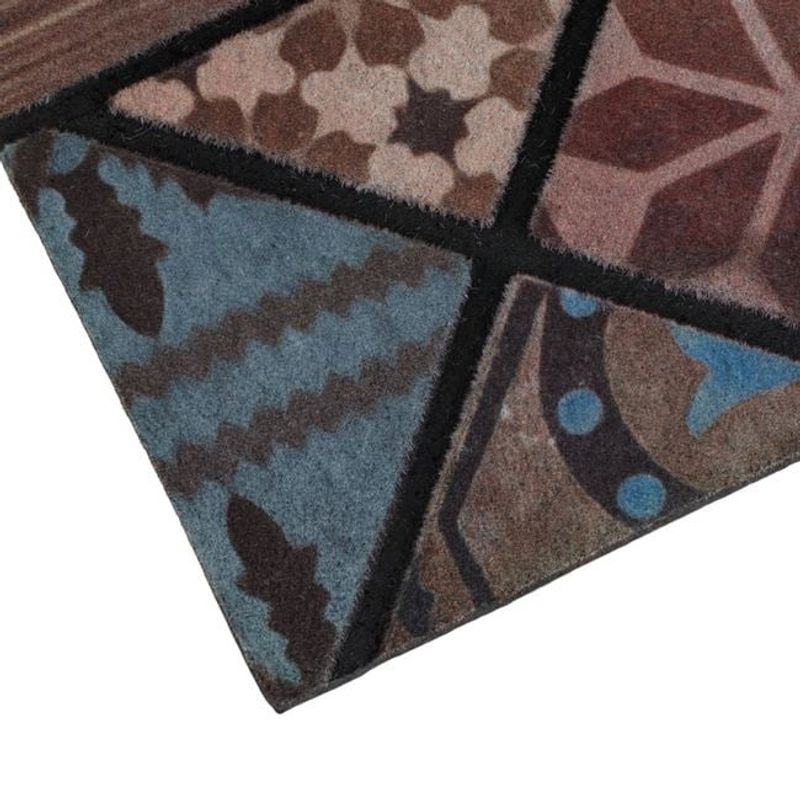 Casa si Gradina - Textile si covoare - Covoare - Covorase intrare - Covoras pentru intrare din cauciuc cu suprafata textila, cu model tiles si mesajul HOME, 75x45 cm, bej - Infinity.ro