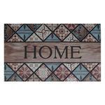 Casa si Gradina - Textile si covoare - Covoare - Covorase intrare - Covoras pentru intrare din cauciuc cu suprafata textila, cu model tiles si mesajul HOME, 75x45 cm, bej - Infinity.ro