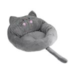 Petshop - Accesorii petshop - Culcusuri si custi - Culcusuri si saltele - Pat Cuib, cu Urechi si Coada, pentru Pisici, poliester, 50x14 cm, gri - Infinity.ro