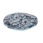 Petshop - Accesorii petshop - Culcusuri si custi - Culcusuri si saltele - Pat Cuib pentru pisici, cu Figuri de Pisica, si Bila Suspendata, 40x40cm, gri/albastru - Infinity.ro