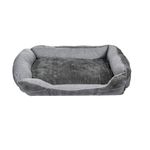 Petshop - Accesorii petshop - Culcusuri si custi - Culcusuri si saltele - Pat Dreptunghiular pentru caini, cu Imitatie de Blana, poliester, 80x70x20cm, gri/alb - Infinity.ro