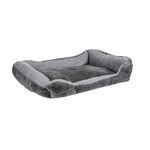 Petshop - Accesorii petshop - Culcusuri si custi - Culcusuri si saltele - Pat Dreptunghiular pentru caini, cu Imitatie de Blana, poliester, 80x70x20cm, gri/alb - Infinity.ro