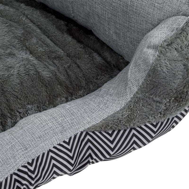 Petshop - Accesorii petshop - Culcusuri si custi - Culcusuri si saltele - Pat Dreptunghiular pentru caini, cu Imitatie de Blana, poliester, 80x70x20cm, gri/alb - Infinity.ro