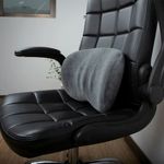 Casa si Gradina - Textile si covoare - Perne si pilote - Perne - Perna din Spuma, pentru Suport Lombar, cu Suprafata Catifelata, cu memorie, 40x27x6 cm, gri - Infinity.ro