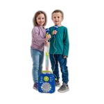 Jucarii, Copii si Bebe - Jucarii si jocuri - Jucarii de rol - Instrumente muzicale de jucarie - Microfon Karaoke cu Stand, Sunet si Lumini, Functii multiple, 5ani+, 27x10x49.5cm, albastru - Infinity.ro