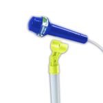 Jucarii, Copii si Bebe - Jucarii si jocuri - Jucarii de rol - Instrumente muzicale de jucarie - Microfon Karaoke cu Stand, Sunet si Lumini, Functii multiple, 5ani+, 27x10x49.5cm, albastru - Infinity.ro