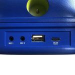 Jucarii, Copii si Bebe - Jucarii si jocuri - Jucarii de rol - Instrumente muzicale de jucarie - Microfon Karaoke cu Stand, Sunet si Lumini, Functii multiple, 5ani+, 27x10x49.5cm, albastru - Infinity.ro