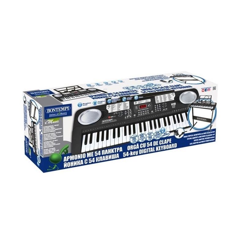 Jucarii, Copii si Bebe - Jucarii si jocuri - Jucarii de rol - Instrumente muzicale de jucarie - Orga Electronica cu 54 de Clape, Functii Avansate, Sistem Stereo, 74x16x26 cm, negru - Infinity.ro
