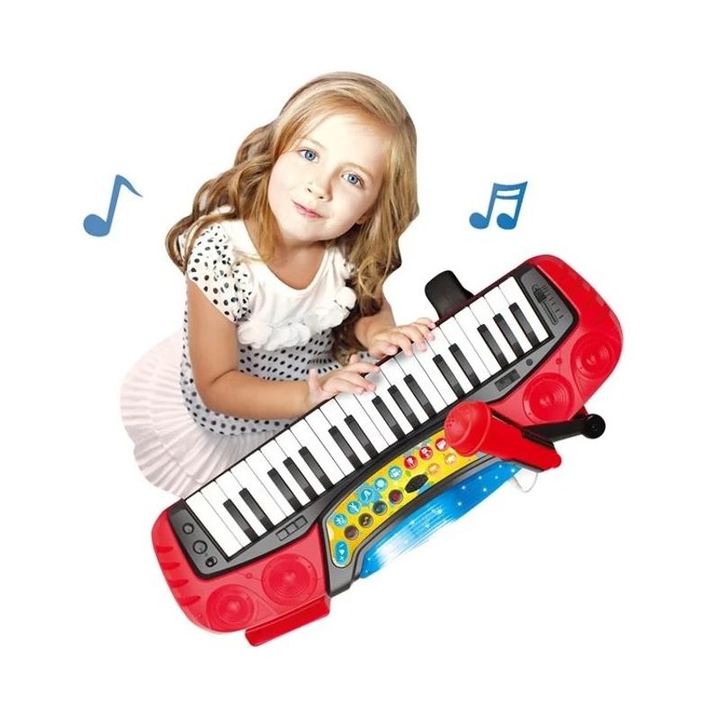 Jucarii, Copii si Bebe - Jucarii si jocuri - Jucarii de rol - Instrumente muzicale de jucarie - Orga Electronica pentru Copii, 37 de clape, cu Taburet si Microfon, 57x19x58cm - Infinity.ro